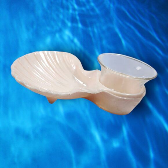 Vintage Karoff Sea-Servers Pink Shrimp Cocktail Dishes Set of 6 Box Retro Clam - Picture 5 of 11